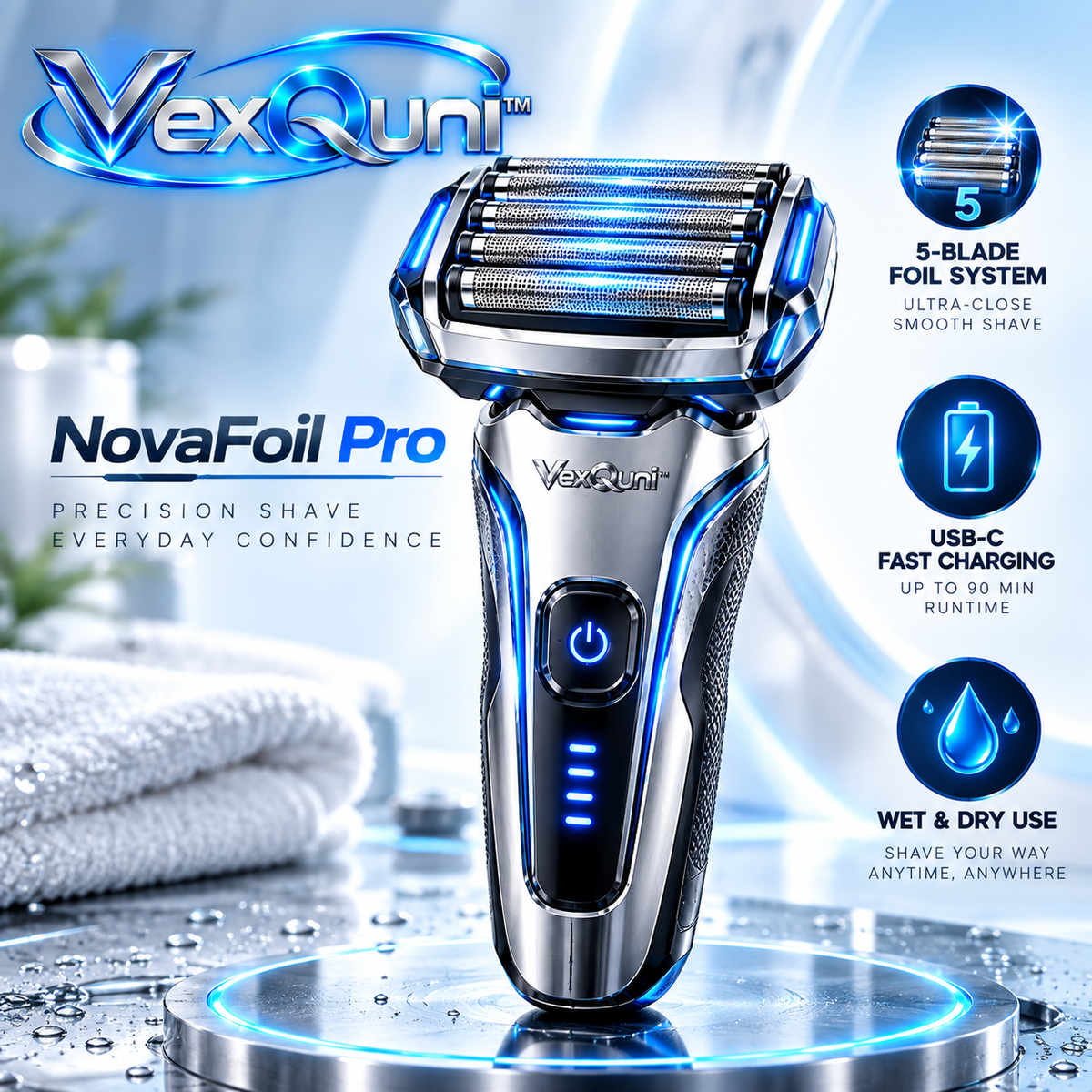 VexQuni™ Pro 5-Foil Electric Shaver