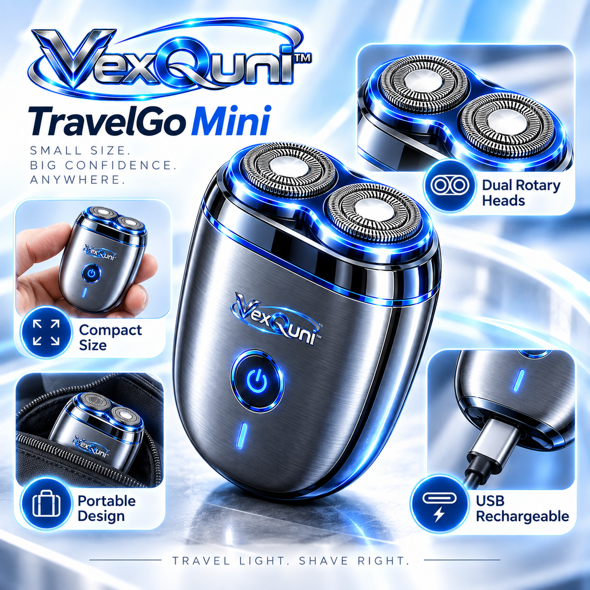 VexQuni™ Mini Compact Dual Rotary Shaver