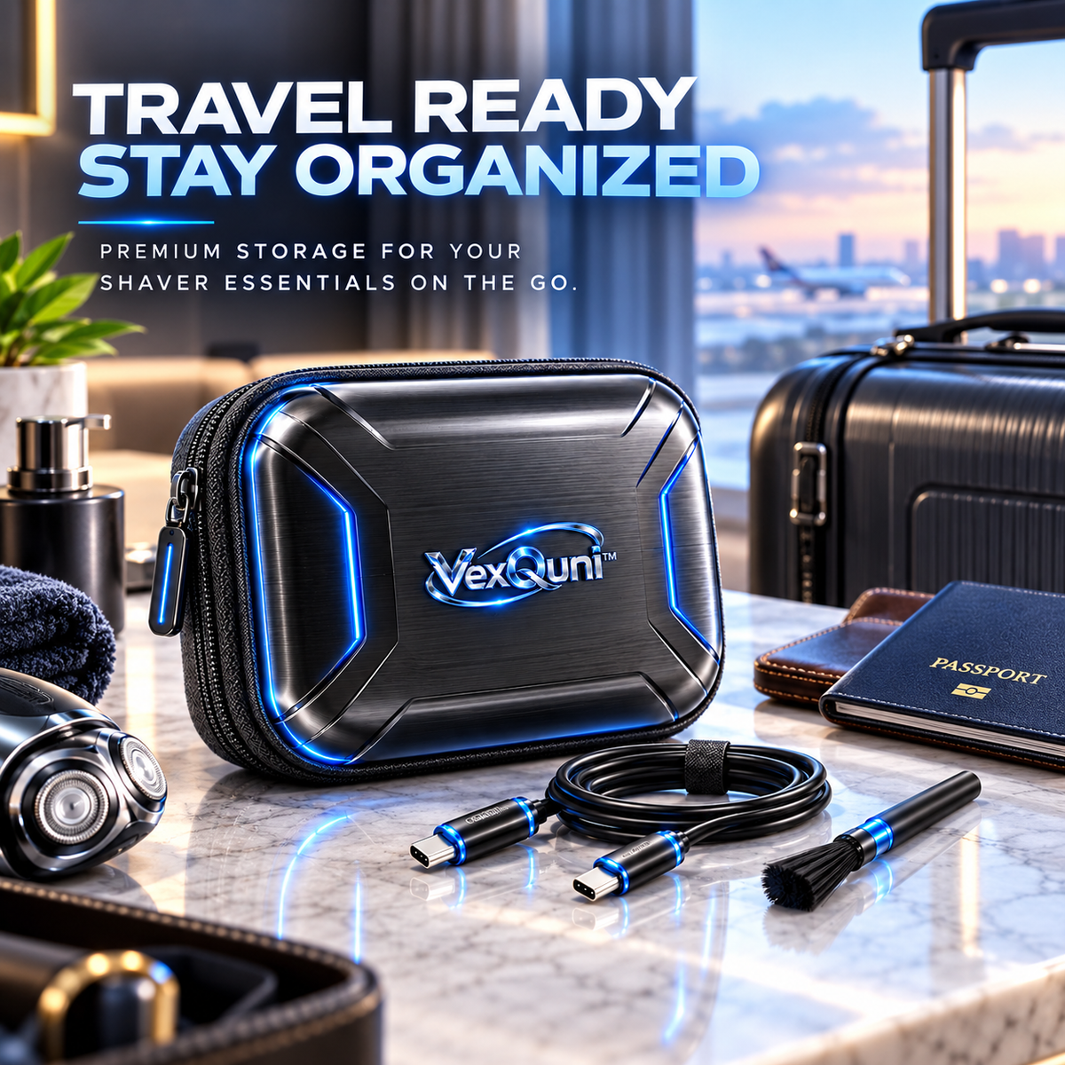 VexQuni™ Hard-Shell Shaver Storage Case Set