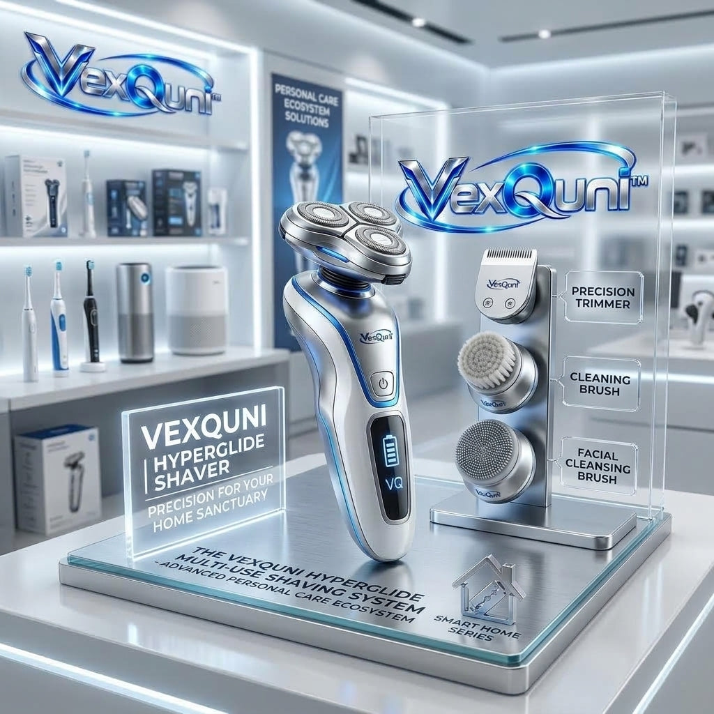 VexQuni™ Hyperglide Electric Shaver – Precision 3D Floating Rotary Razor with Smart LED Display & Ergonomic Grip (Smart Home Series)