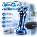 VexQuni™ Electric Razor for Men – 3D Rotary Wet & Dry Shaver with Dual-Track Precision Blades, Skin-Safe Technology, Charging Dock & Travel Case