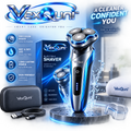 VexQuni™ Electric Shaver for Men, Wet & Dry 3D Rotary Razor, IPX Waterproof Rechargeable Cordless Beard Trimmer with Travel Case