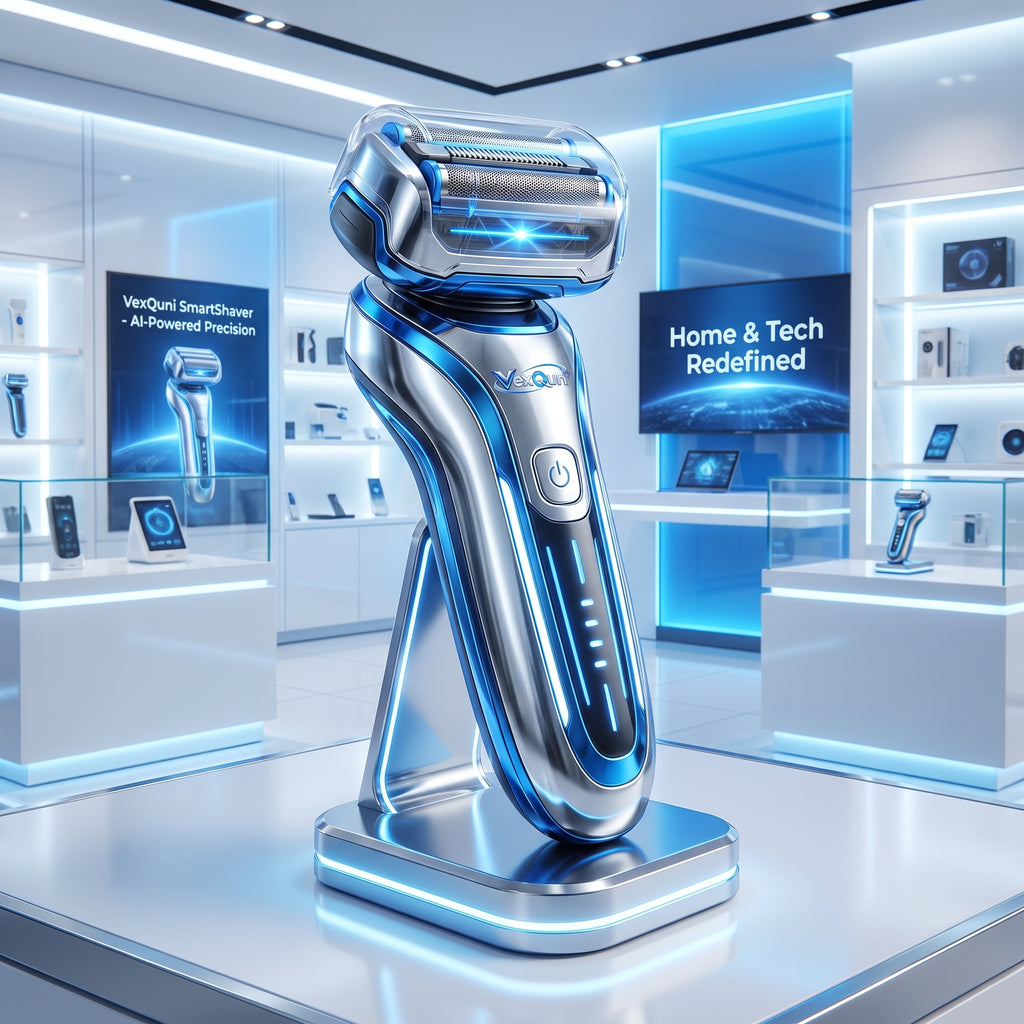 VexQuni™ SmartShaver – AI-Powered Precision Electric Foil Shaver for Men with LED Power Gauge & Ambient-Lit Fast Charging Dock